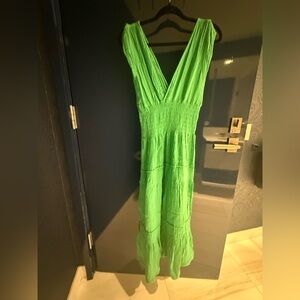 Sleeveless V-Neck Maxi Dress in Bright Green